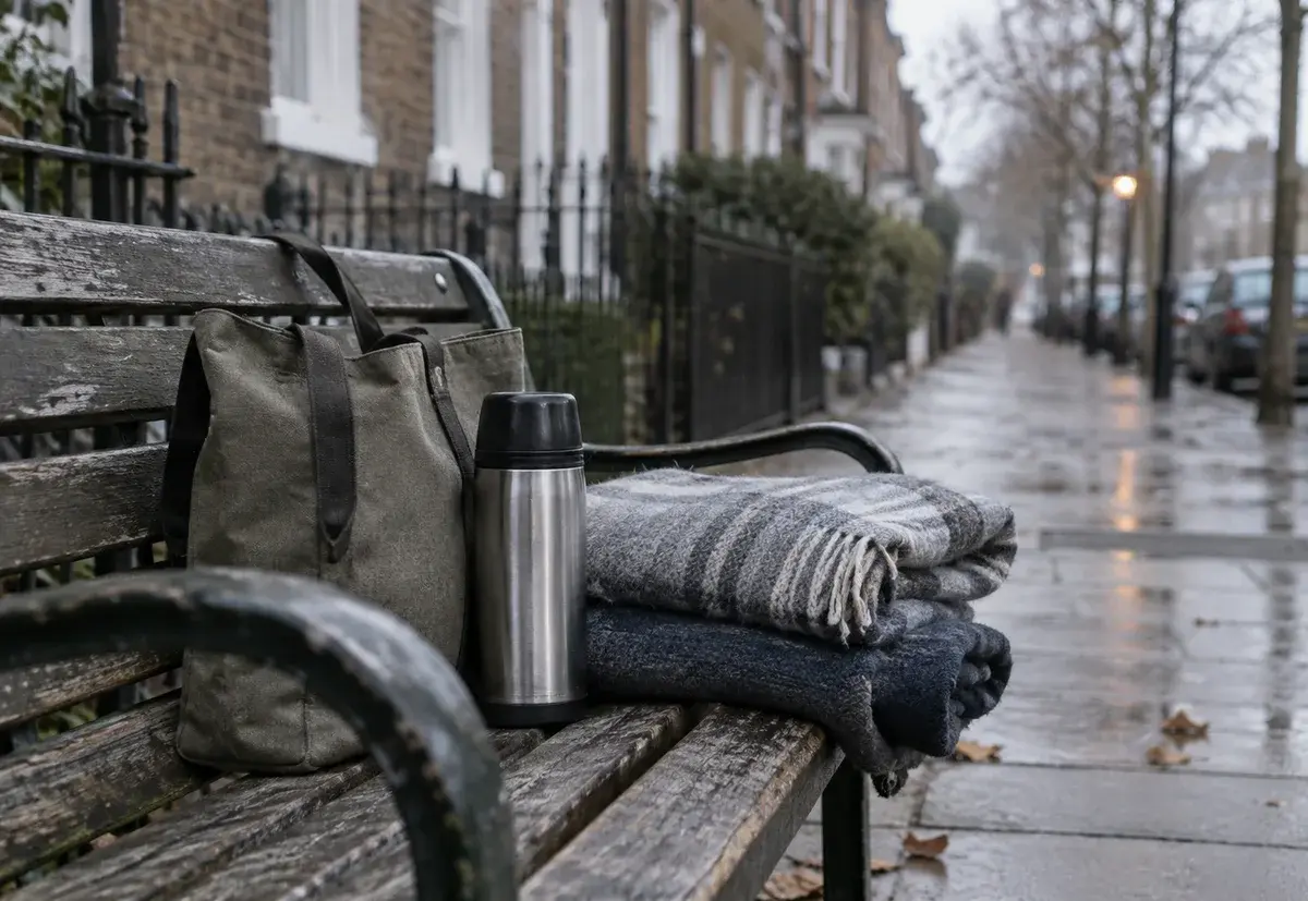 Warm blankets and a flask prepared for street outreach.